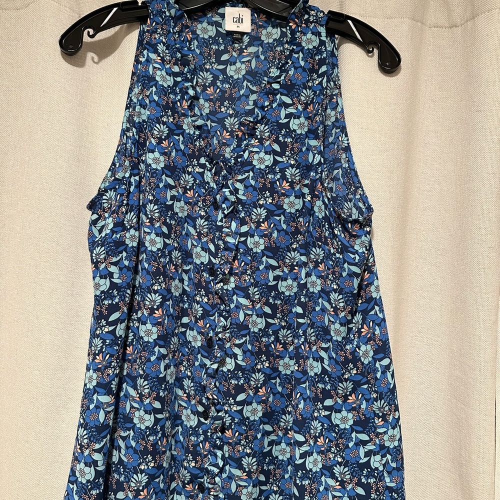 CAbi Blue Floral Tank Top